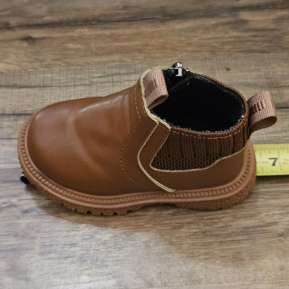 Toddler Girls Brown Chelsea Boots EU 21 US 6 Chunky Lug‎ Sole Booties